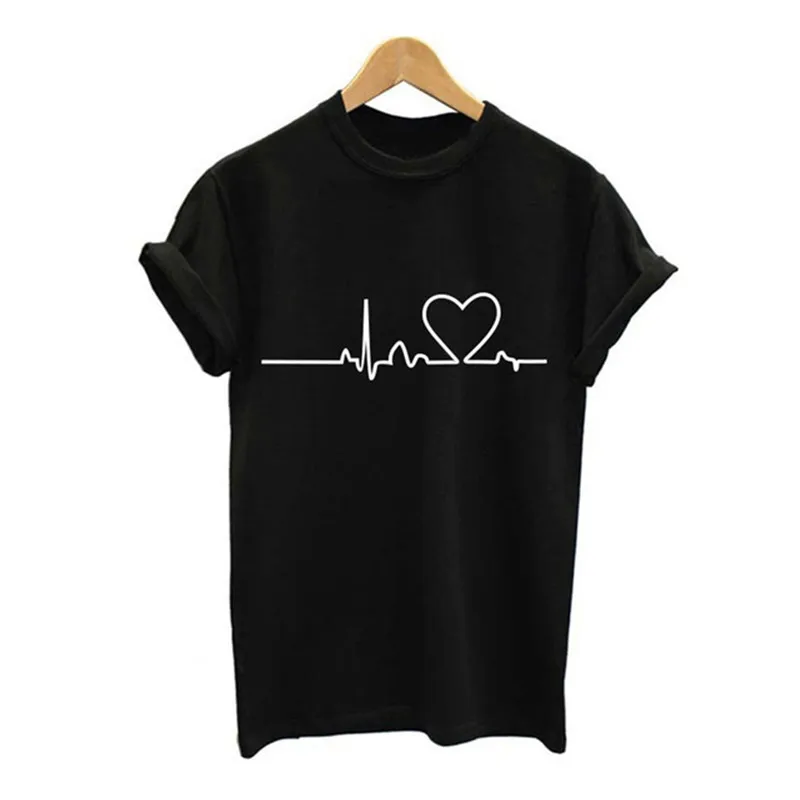 

Women T-shirt Harajuku Love T Shirt Women Than Heart Ulzzang Graphic T Shirts Women Summer Short Sleeves Femme Clothes Black Top
