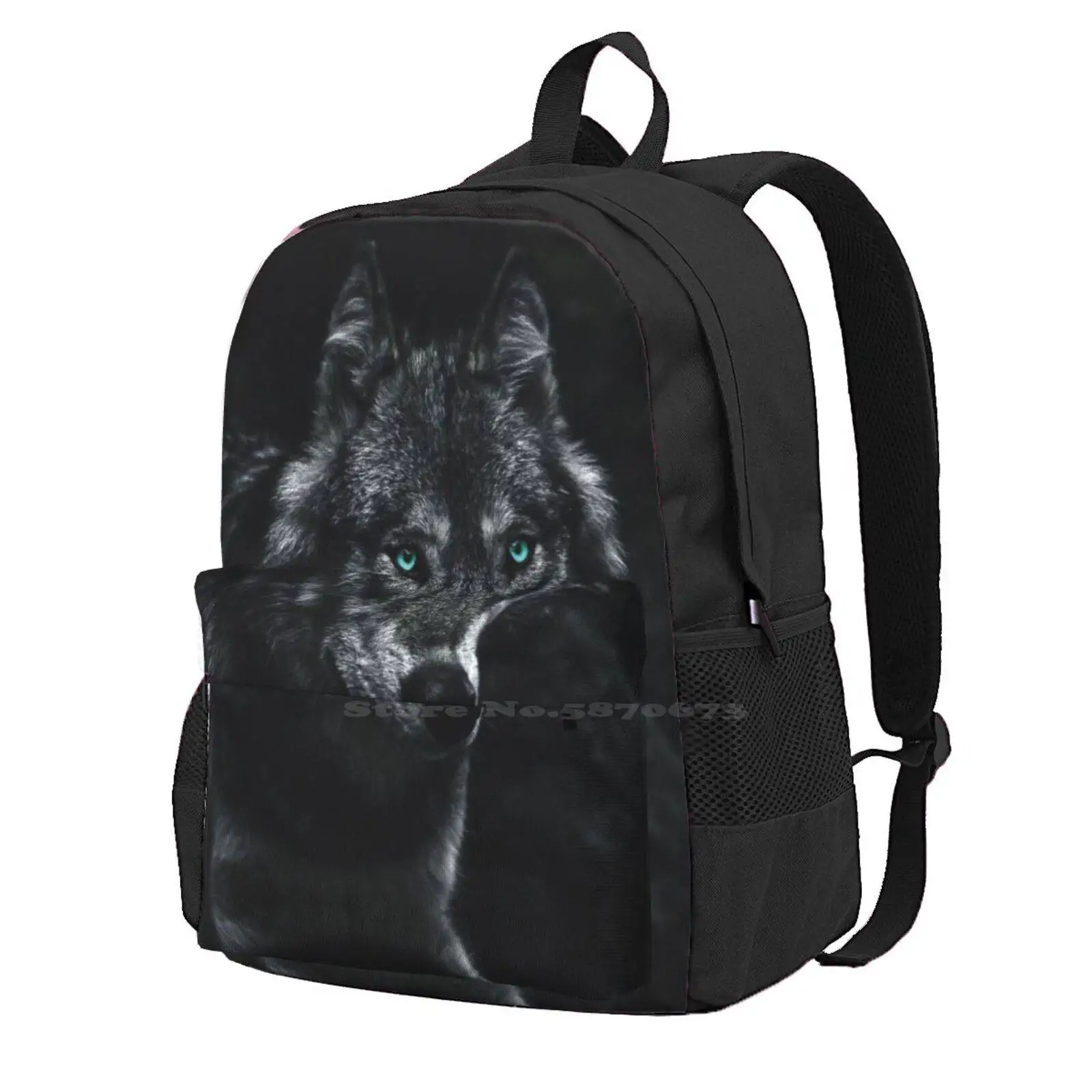 

Wolf With Blue Eyes School Bag Big Capacity Backpack Laptop 15 Inch Teen Wolf Wolves Cute Dog Furry Werewolf Nature Stiles