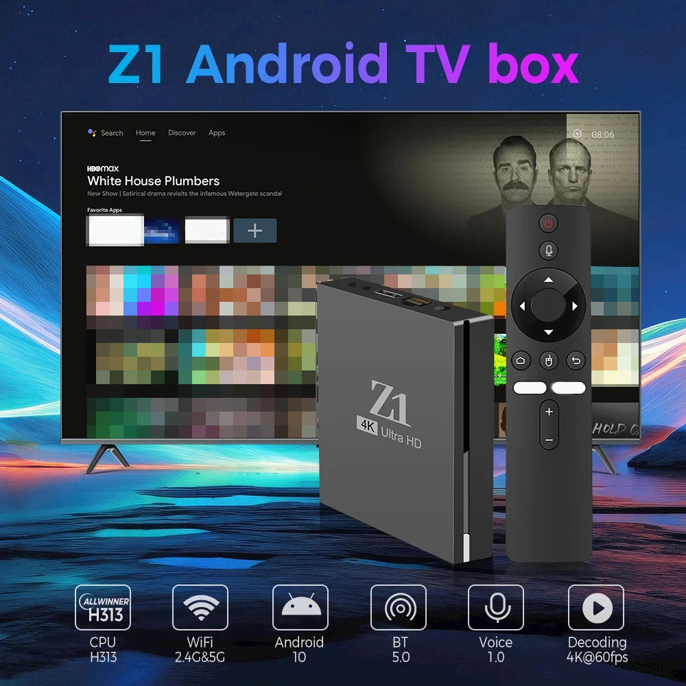 Фото Z1 TV BOX Allwinner H313 ATV Android 10 TV Box BT5.0 4G 5G Dual Wifi 100 4K Видео голосовое управление 3D Set Top Box №3