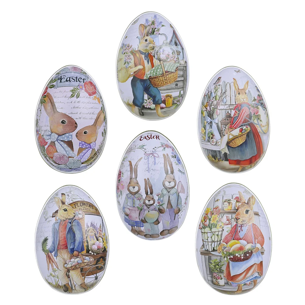 

Easter Eggs Metal Tin Box Tins Container Filled Treat Gift Cookie Jar Diy Toys Empty Fillable Egg Bunny Decorative