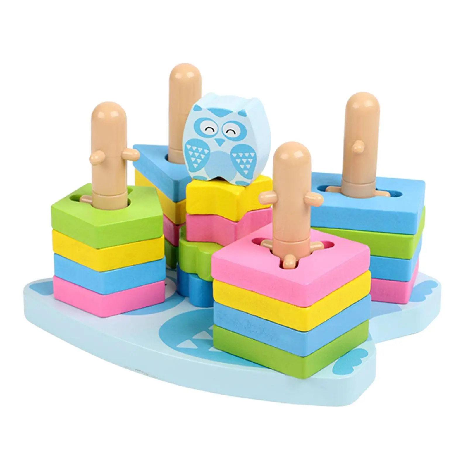 

2 Wood Shape Sorting Geometric Stacker Blocks Developmental forGifts