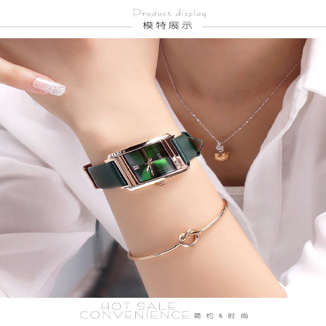Fashion Top Guou Brand Quartz Leather Band Watch Women's Watch Square Simple Wwater Calendar Quartz Water Resistant Wristwatches enlarge