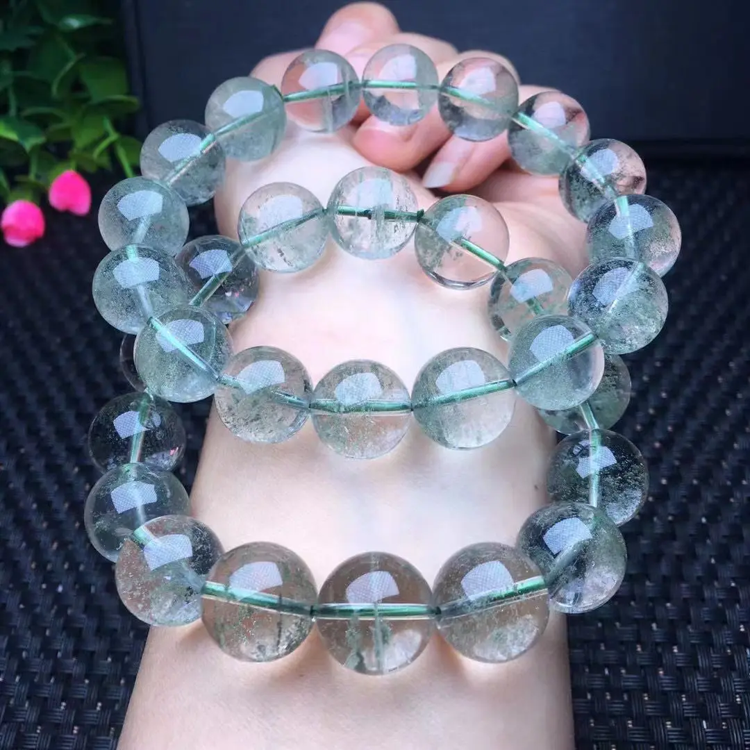 

Высококачественный Кристальный натуральный прозрачный браслет с зеленым призраком, модный мужской и женский амулет на удачу, браслет, кольцо, изысканная бижутерия