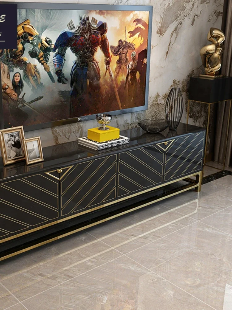 Простой постмодернистский шкаф для телевизора из нержавеющей стали краска