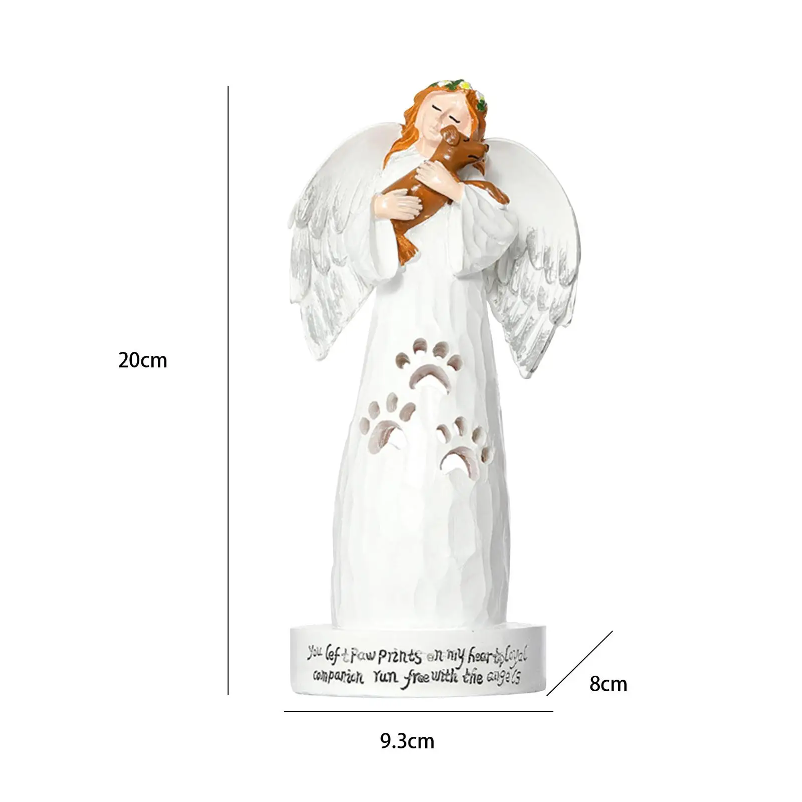 

Resin Angel Figurine Hold A Puppy Figurine Fairy Statue Angel Statues Decorative for Patio Home Art Craft Desktop Decor