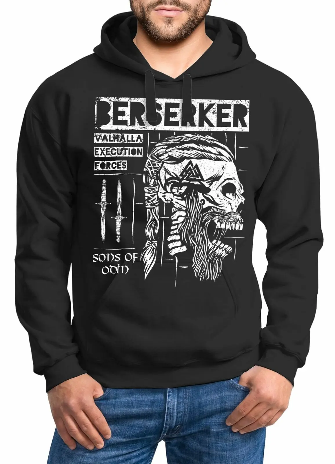 

Nordic Viking Ragnar Loki Valhalla Sons of Odin Berserker Pullover Hoodie 100% Cotton Comfortable Casual Mens Fashion Streetwear