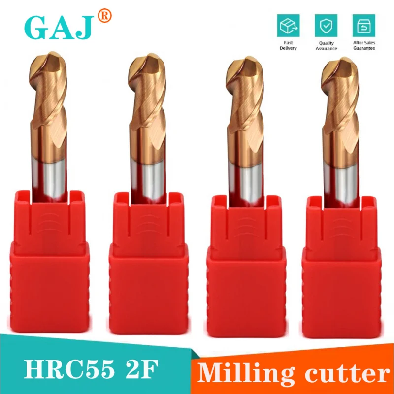 HRC55 2-флейтовая твердосплавная сферическая концевая фреза Резак из вольфрамовой стали Фрезерный станок с ЧПУ Фрезерный инструмент R0,5 R1 R2 R3 R4 R5 R6 Режущие инструменты