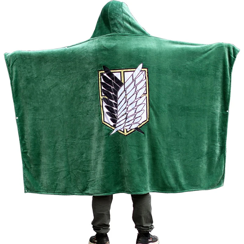 

Anime Attack on Titan Cosplay Costume Cloak Blanket Wings of Freedom Scout Cape Plush Blanket Shingeki No Kyojin Flannel Hooded