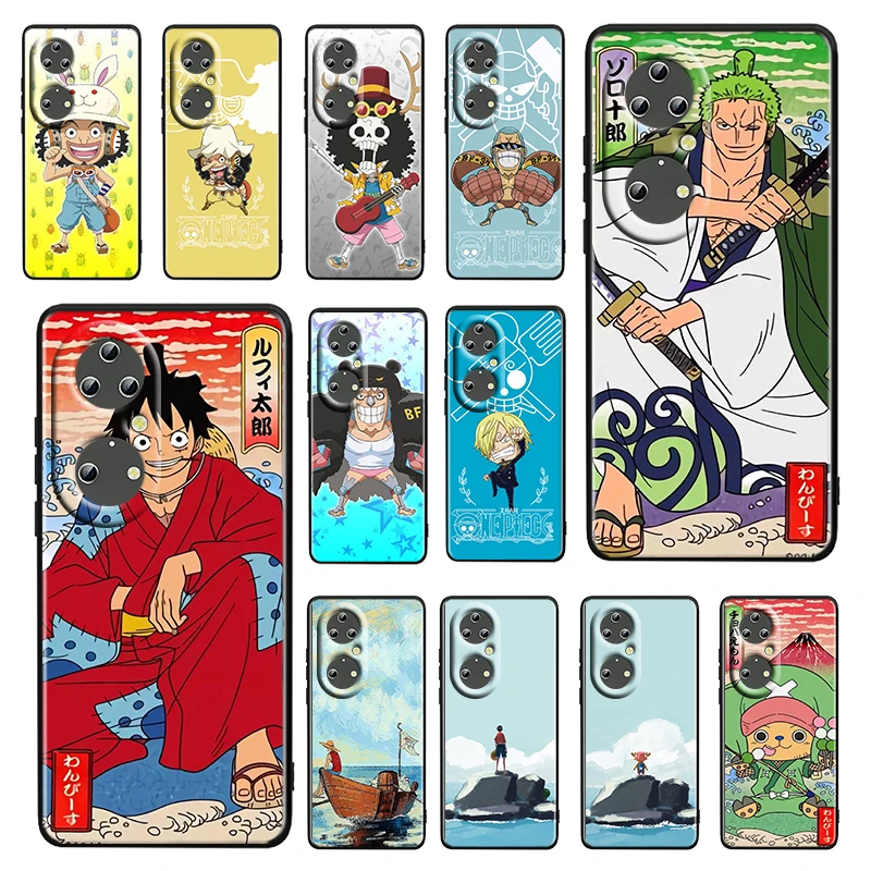 

Hot Cute Anime ONE PIECE For Huawei P50 P20 P30 P40 P10 Pro Lite E Plus P9 Lite Mini Silicone Soft Black Phone Case Fundas Cover