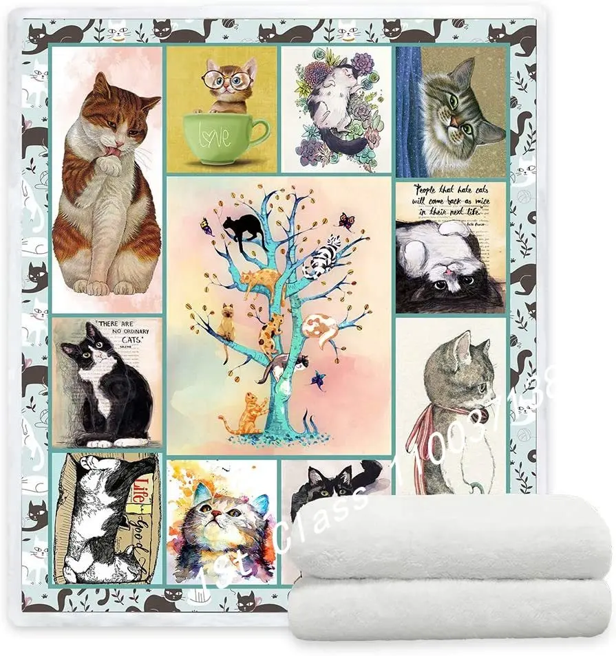 

CatThrow Blankets for Kids and Adults Super Soft and Warm Throw Blankets for Couch and Gifts for Cat Lovers Fluffy Cute Blanket