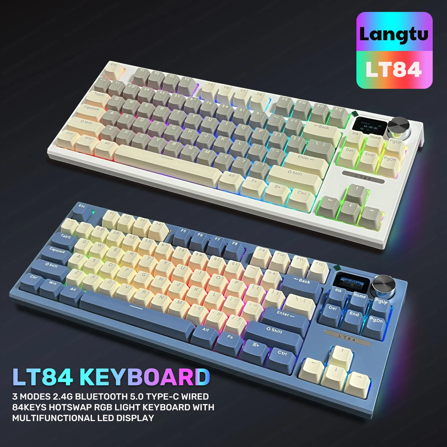 Механическая клавиатура Langtu LT84, не требует ударов, с RGB-подсветкой, с 84 клавишами, 2.4G, клавиатура беспроводная, ноутбуки игровые, gk61 клавиатура
