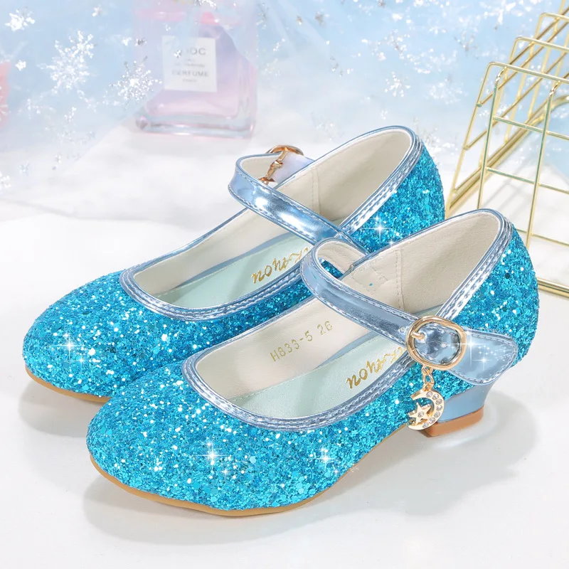 2023 Children's High Heels Girls Sequined Princess Student Performance Shoes for Party Sweet Fashion Hot In Kids Chic Wedding enlarge