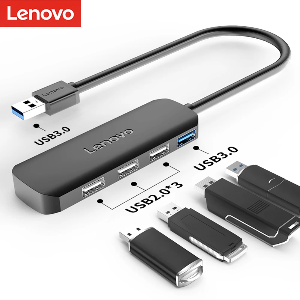 

USB-концентратор Lenovo портативный с 4 портами USB 3,0 и 2,0 портами