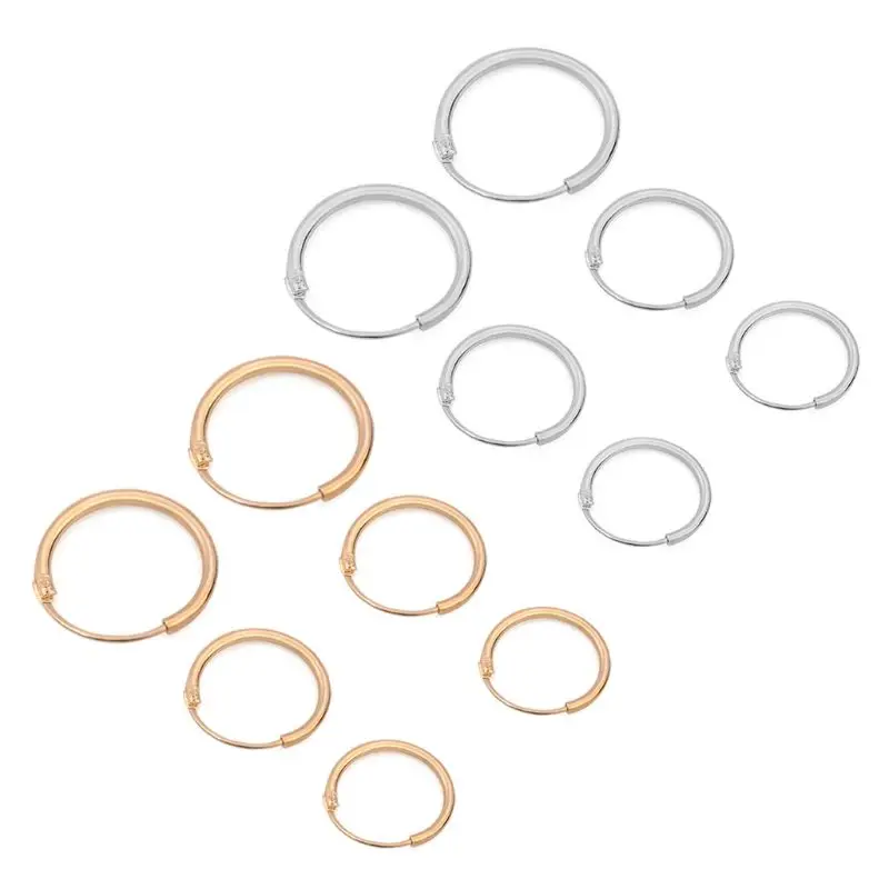 

OOCYSPOO 3 Pairs 3 Sizes Minimalism Simple Round Circle Earrings Hoop Earrings Small Ear Studs for Women Girls Fashion Jewelry