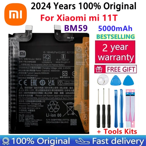100% оригинальная сменная батарея высокого качества BM59 для Xiaomi mi 11T, аккумуляторная батарея 6000 мАч, быстрая доставка