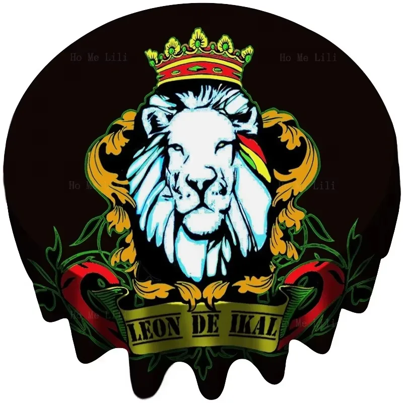 Фото Круглая тканевая скатерть с логотипом Lion With The Crown Reggae Rasta Music Logo Judah Leon Classics №1