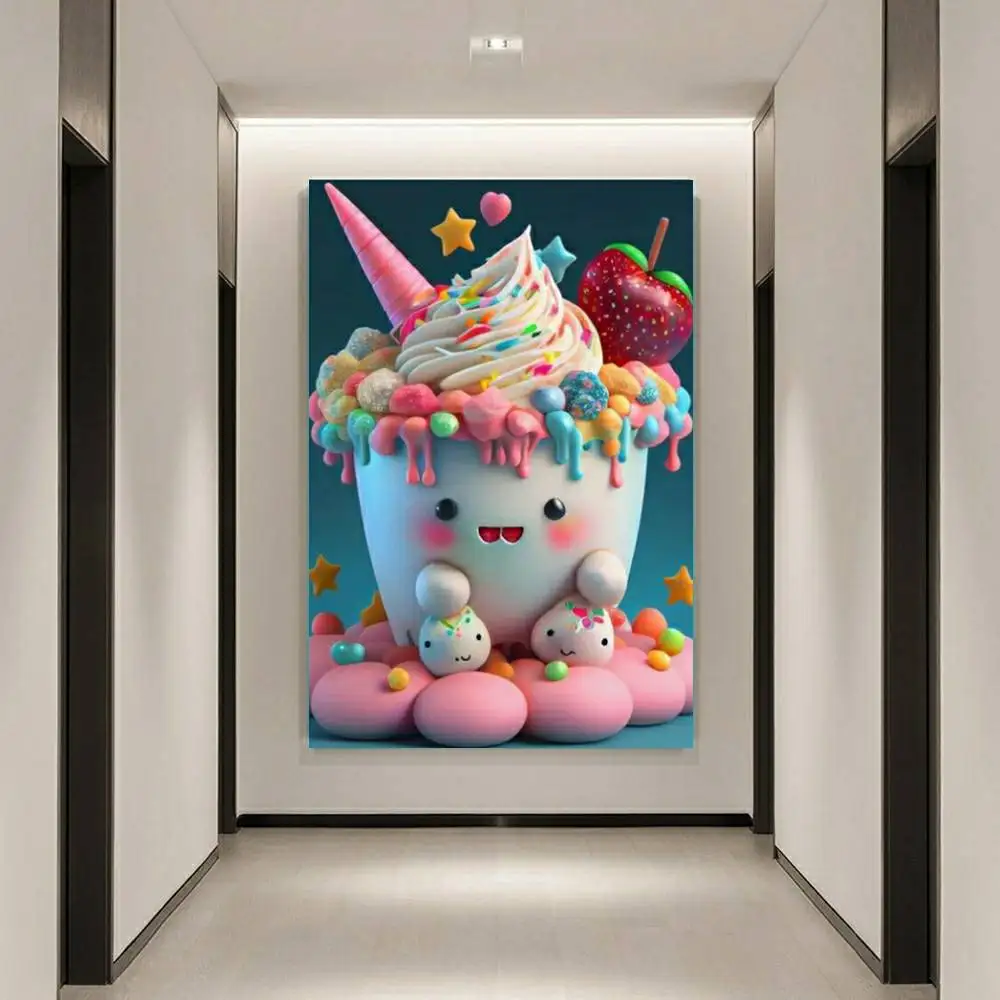 5D DIY Кристалл Мультфильм Мороженое Алмазная Живопись Полная Круглая Дрель