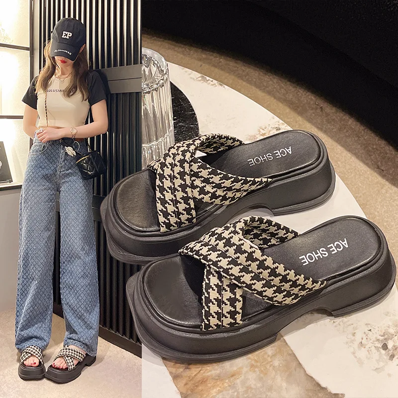 

Сандалии женские с перекрестной лентой, плетеные римские босоножки на толстой нескользящей подошве, универсальные босоножки с мягкой подошвой, лето 2023