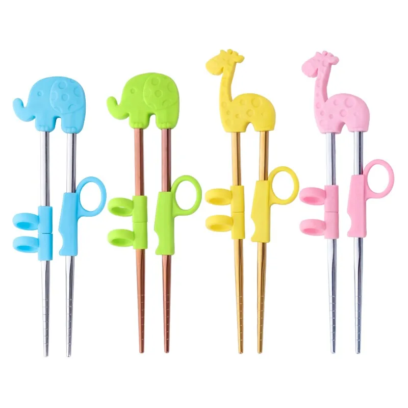 

1Pair Stainless Steel Chopsticks For Kids Cartoon Learning Chop Sticks Reusable Training Chopsticks Cute Children Tableware Set