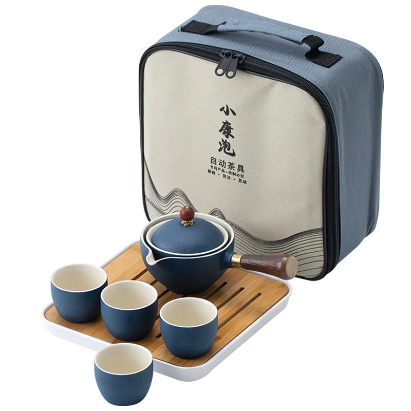 

Bubble Kung Fu Tea Set Creative Lazy Self-rotating Tea Maker Travel Portable Ceramic Teapot Teacup Set Dropshipping