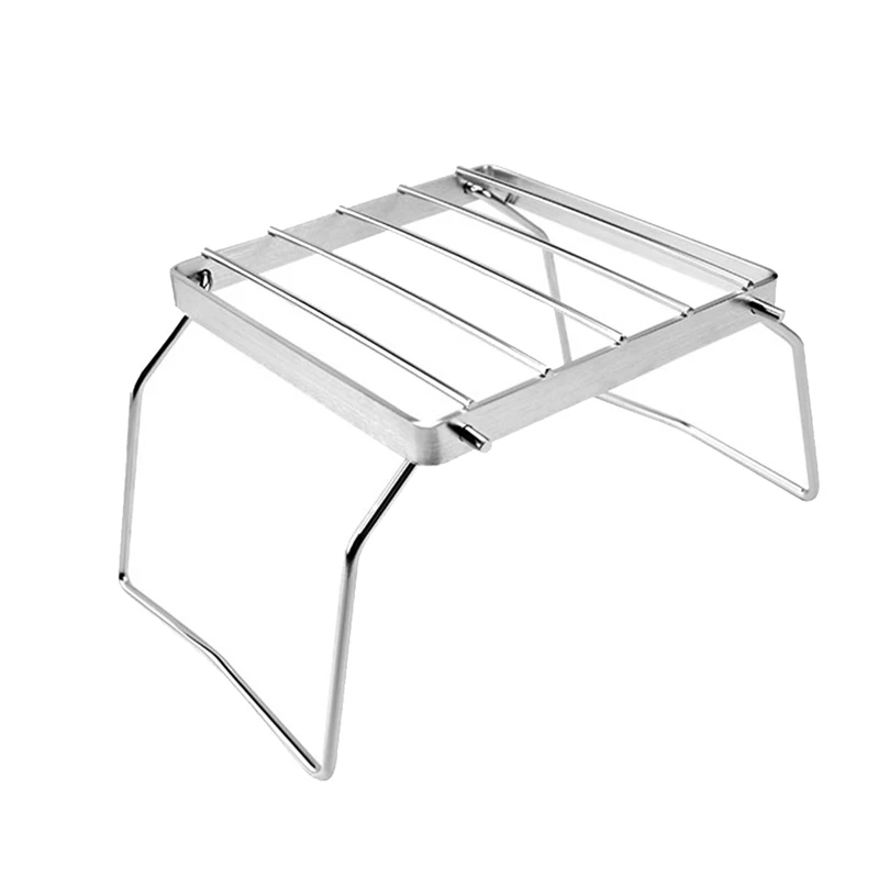 

NEW-Multifunctional Folding Campfire Grill Portable Stainless Steel Camping Grill Grate Gas Stove Stand Wood Stove Stand