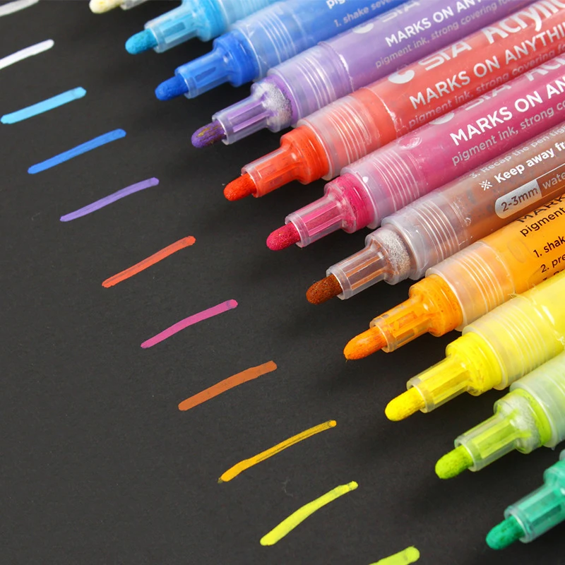 

STA 14Colors Acrylic Markers Multifunction Candy Color Highlighter Waterproof Paint Marker Pen art set School Supplies