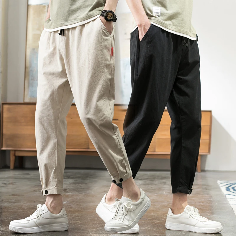 

Baggy Sweatpants for Men Cotton Linen Breathable Streetwear 2023
