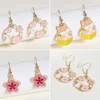 cute rabbit pendant earring cartoon puppy anime earrings for women 2022 new korean trendy flower lovely romantic jewelry gifts