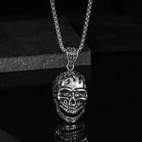 fashion vintage leaf skull alloy titanium steel pendant hip hop stainless steel necklaces for men goth jewelry accessories gift