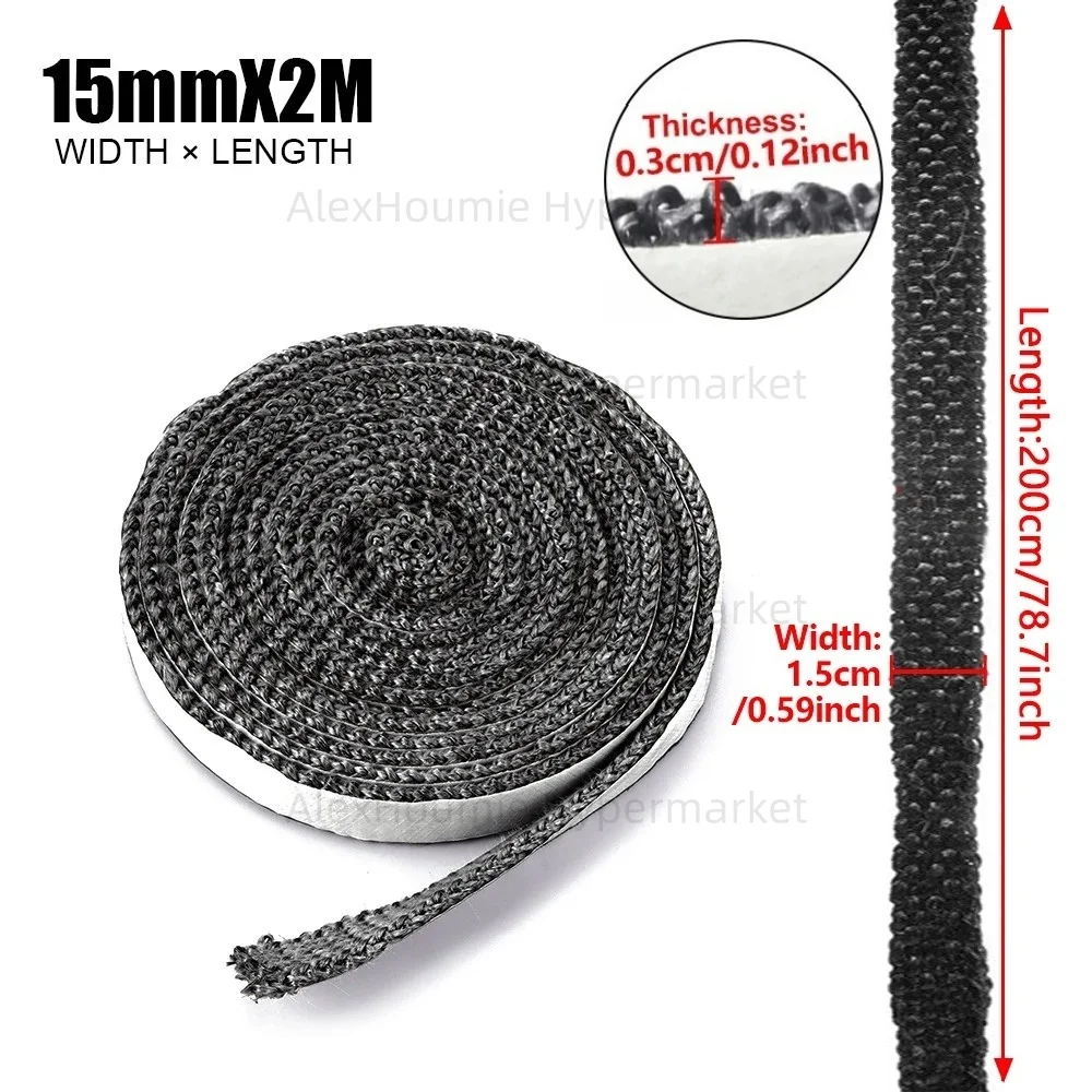 

Черная плоская веревка для плиты, самоклеящаяся уплотнительная лента из стекловолокна для каминной двери, сменная прокладка для шнура, лента 10/15 мм, ширина 2 м, длина