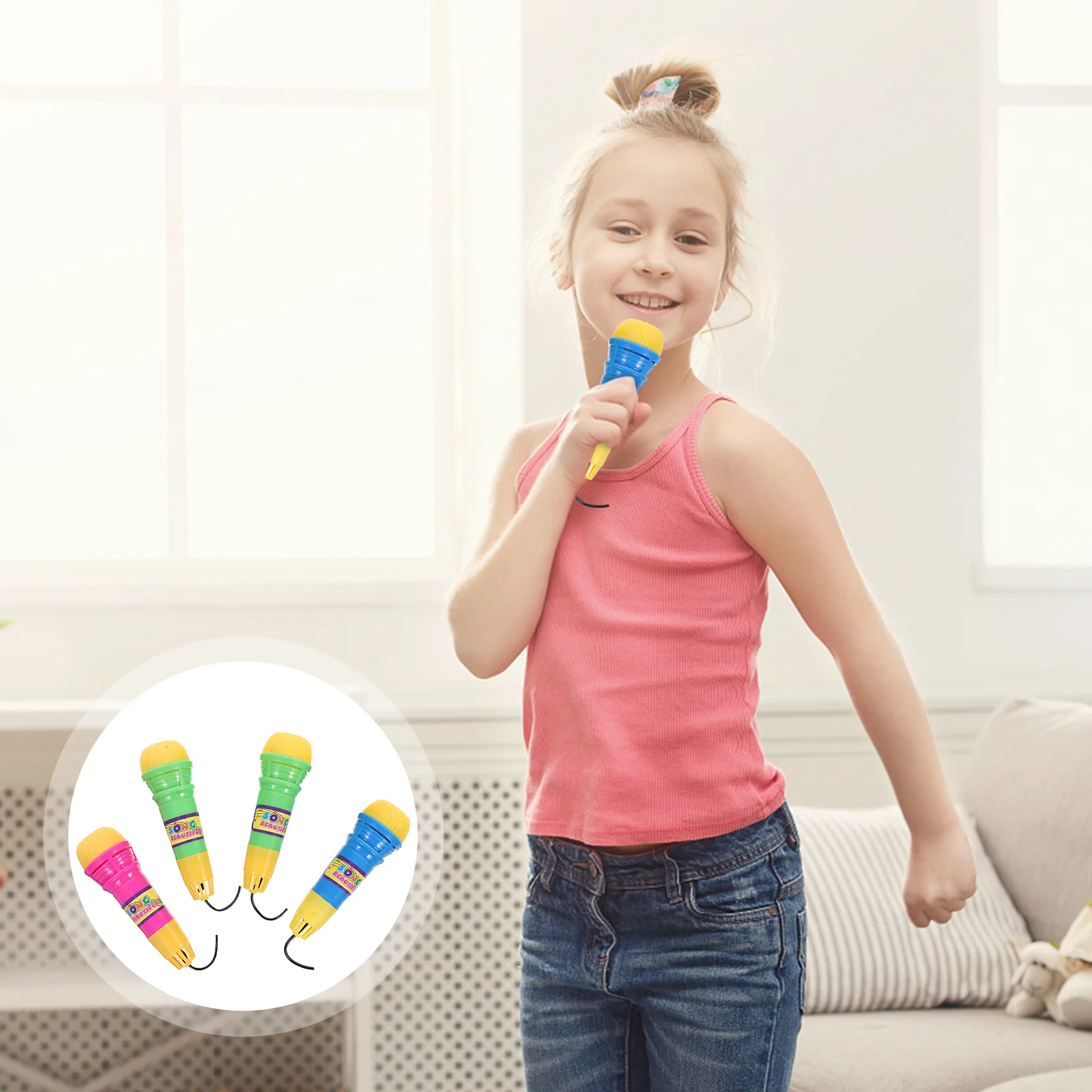 

4pcs Echo Microphone Wireless Karaoke Mics Pretend Play Musical Gifts for Kids Toddlers Boys
