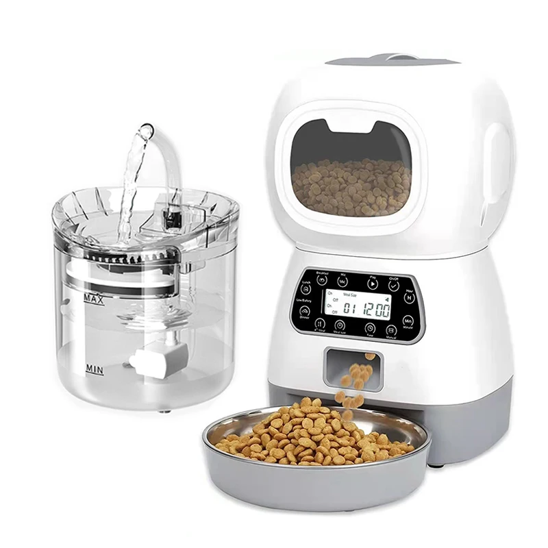 

Pet Automatic Feeder Cat Water Fountain Smart Timer Food Dispenser For Cat Dog Food And Water Bowl Pets Sensor Drinking Feeder