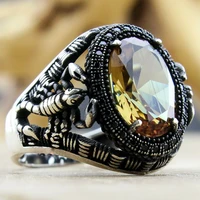 copper material open adjustable ring mens fashion black scorpion oval crystal zircon finger ring party wedding jewelry