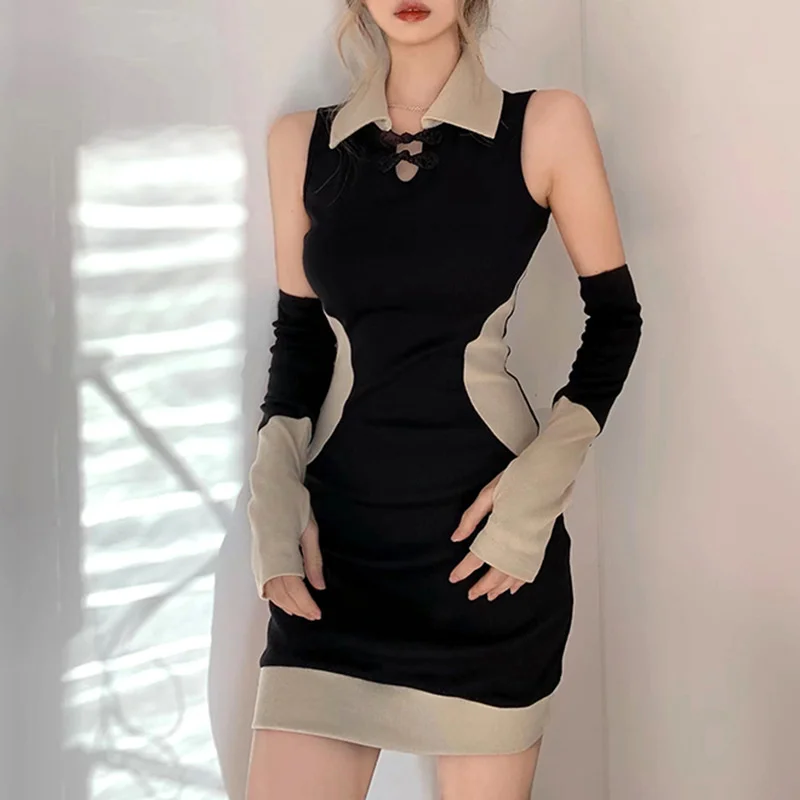 

2022 Spring Sexy Bodycon Streetwear Mini Dress Vintage Party Elegant Female Tunic Dresses For Women Summer Vestido Casual Robe