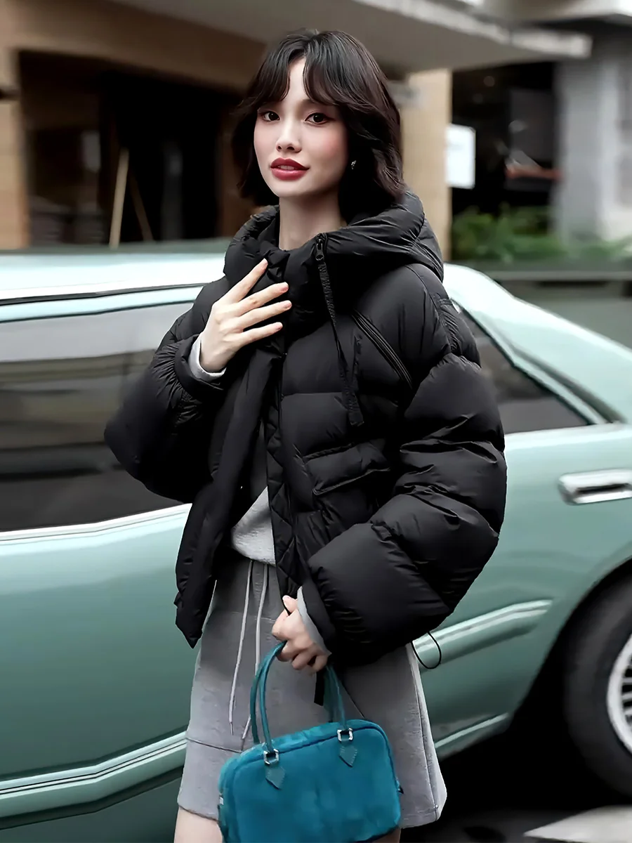 Маленький короткий пуховик 90 на белом утином пуху для женщин новинка зимы 2024