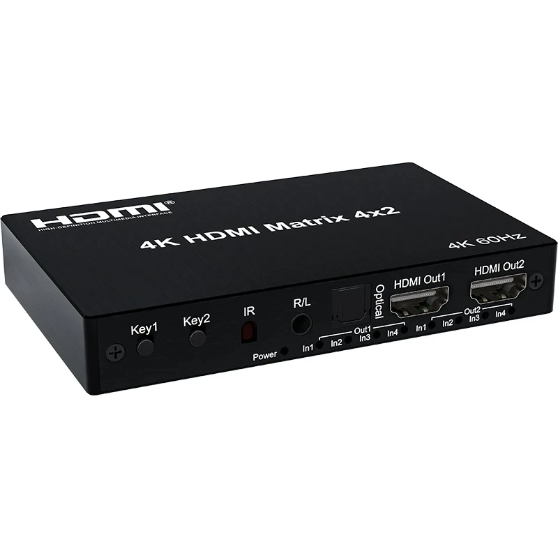 Фото 4K HDMI True Matrix Switcher 4x2 2x4 2x2 Matrix HDMI Switcher Splitter 2 в 4 выхода с оптическим и R/L аудиоэкстрактором HDCP2.2 №3