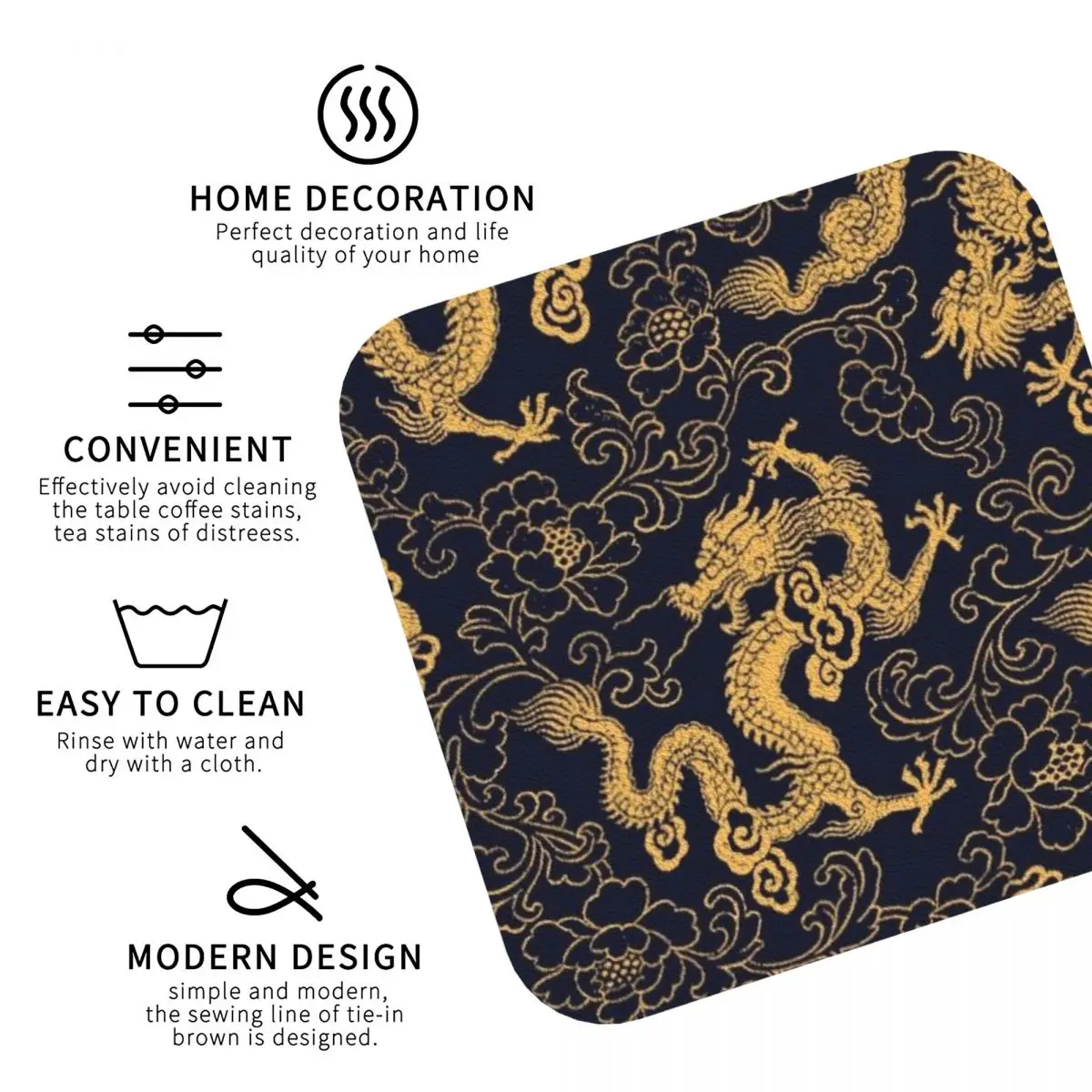 Китайские традиционные подставки с золотым драконом кухонные салфетки