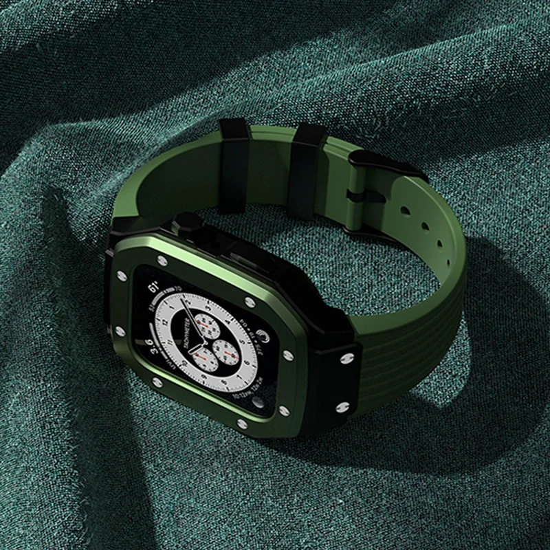 Metal case+Strap for apple watch series 7 45mm 44mm Box+bumper screen protector Frame+bracelet iwatch 6 5 4 SE Band Accessories