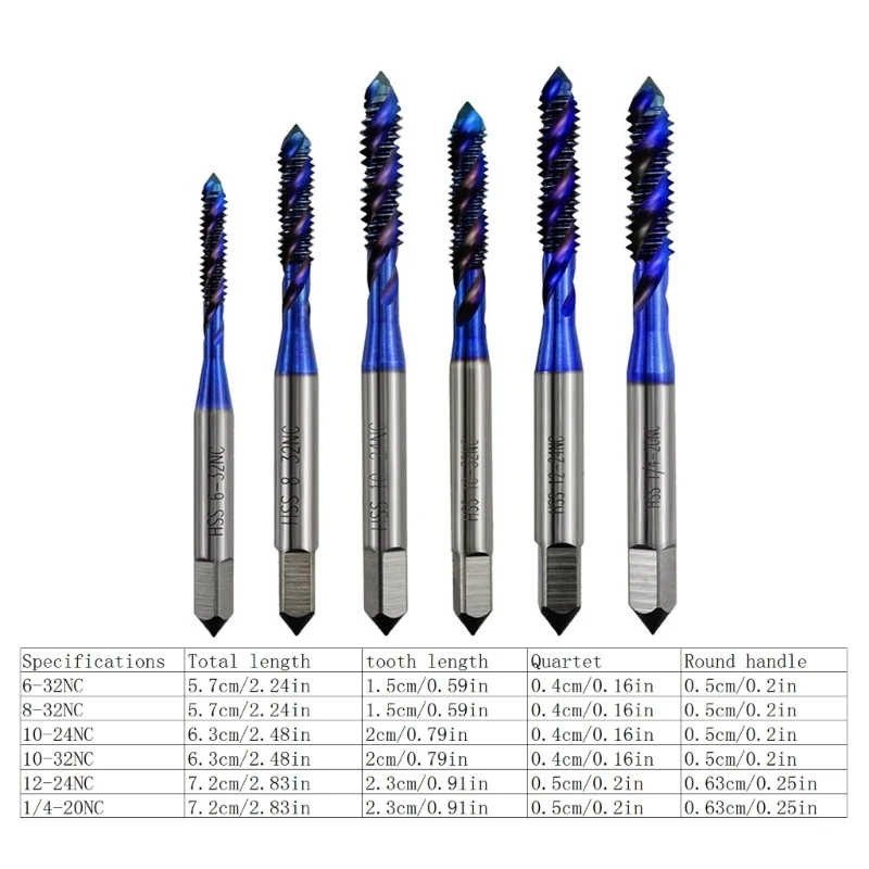 6 шт. набор сверл метчиков спиральный метчик комбинированное сверло по металлу