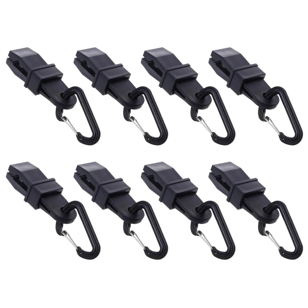 

8pcs Camping Cord Fastener Plastic Fastener Clips Peg Cordlock Fastener for Tent Awning (Black)