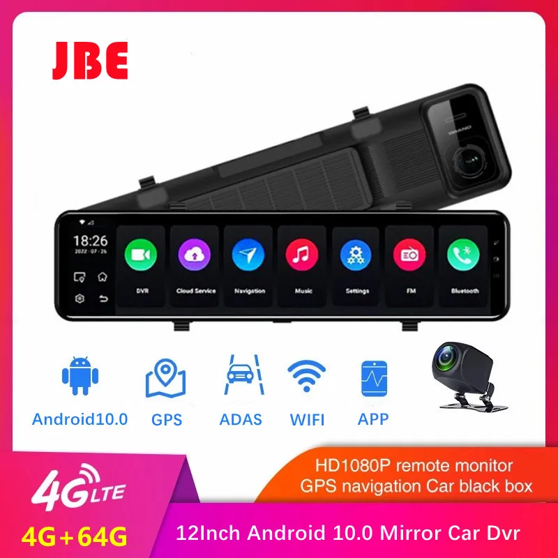 4G Android 10 0 видеорегистратор 12 дюймов Автомобильное зеркало заднего вида ADAS FHD