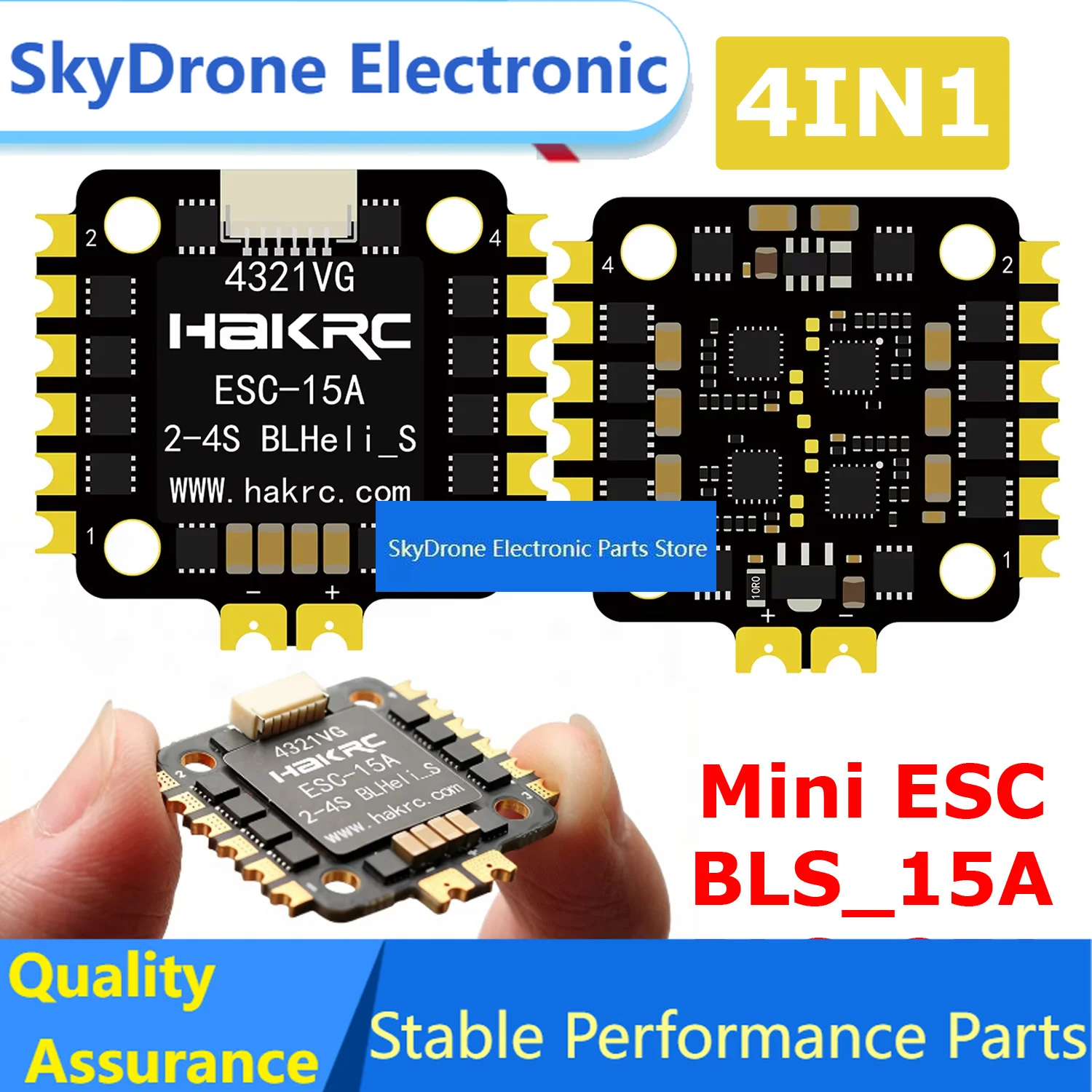 Фото SkyDElHAKRC Миниатюрный бесщеточный ESC 15A/25A 4IN1 BLHELI_S 20*20мм 2-5S с поддержкой Dshot150/300/600 PWM Oneshot для RC FPV гонок №1