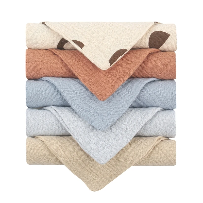 

Baby Square Face Towel Infant Feeding Bibs Wash Cloths Cotton Muslin-Handkerchief Skin Friendly Nursing Burp Cloth 5PCS 1560