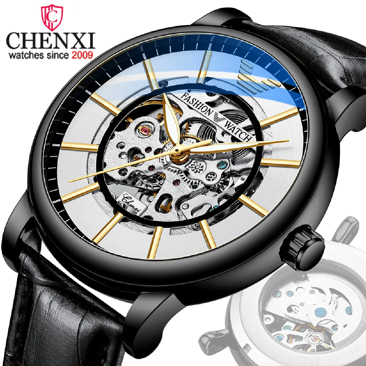 

Часы наручные CHENXI Мужские автоматические, роскошные механические водонепроницаемые деловые спортивные с турбийоном