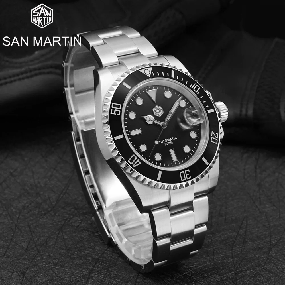 

San Martin Mens Wristwatch 41mm Dial PT5000/SW200 Automatic Mechanical Sapphire Date Luminous 20Bar Water proof sports clock