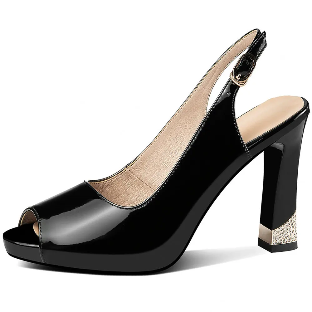 Wedding Shoe Women's Cow Leather Open Toe High Heels Shallow Buckle Sandals Party Pumps Dating Evening Shoe