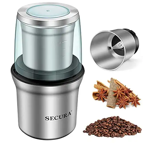 

Coffee Grinder Electric, 2.5oz/75g Large Capacity Spice Grinder Electric, Coffee Bean Grinder with 1 Stainless Steel Blades Remo