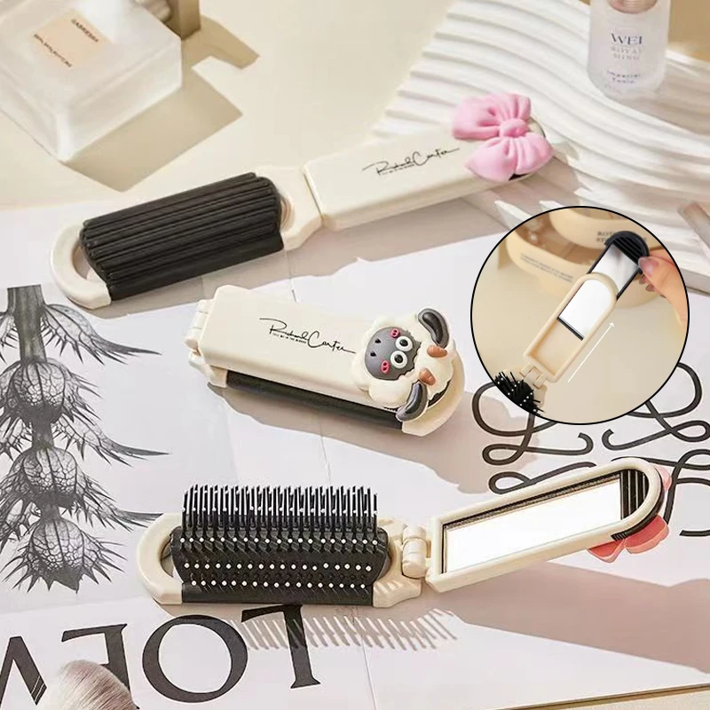 

Симпатичная складная надувная Подушка Расческа с зеркалом силиконовая мультяшная Женская портативная для путешествий массажер для головы расслабление