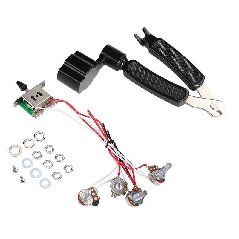 

1Pcs Guitar String Winder String Cutter Pin Puller & 1Pcs Pots For Strat Guitar Prewired 5 Way Switch 3-500K Pot