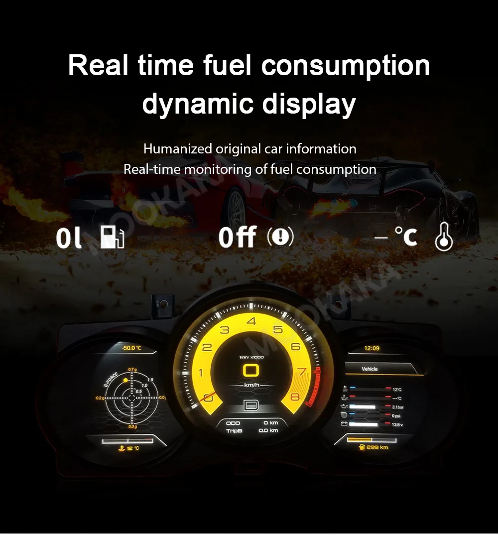 Фото Цифровая приборная панель для Porsche Macan Boxster Cayman 718 2004-2025: Виртуальный кластер приборов, ЖК-дисплей, спидометр, головное устройство №4